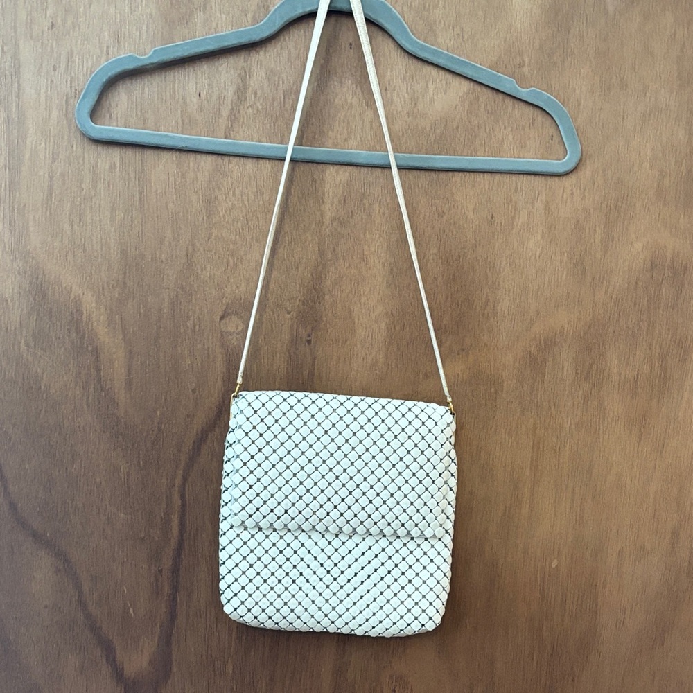 Vintage Whiting & Davis White Crossbody Bag
